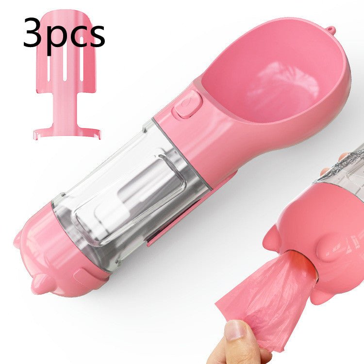 3-in-1 Dog Travel Water Bottle with Drinking Bowl & Waste Bag Dispenser | Tanyo Pet Boutique - Tanyo Pet Boutique