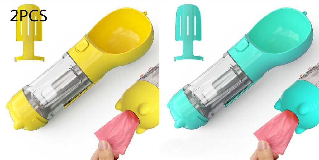 3-in-1 Dog Travel Water Bottle with Drinking Bowl & Waste Bag Dispenser | Tanyo Pet Boutique - Tanyo Pet Boutique