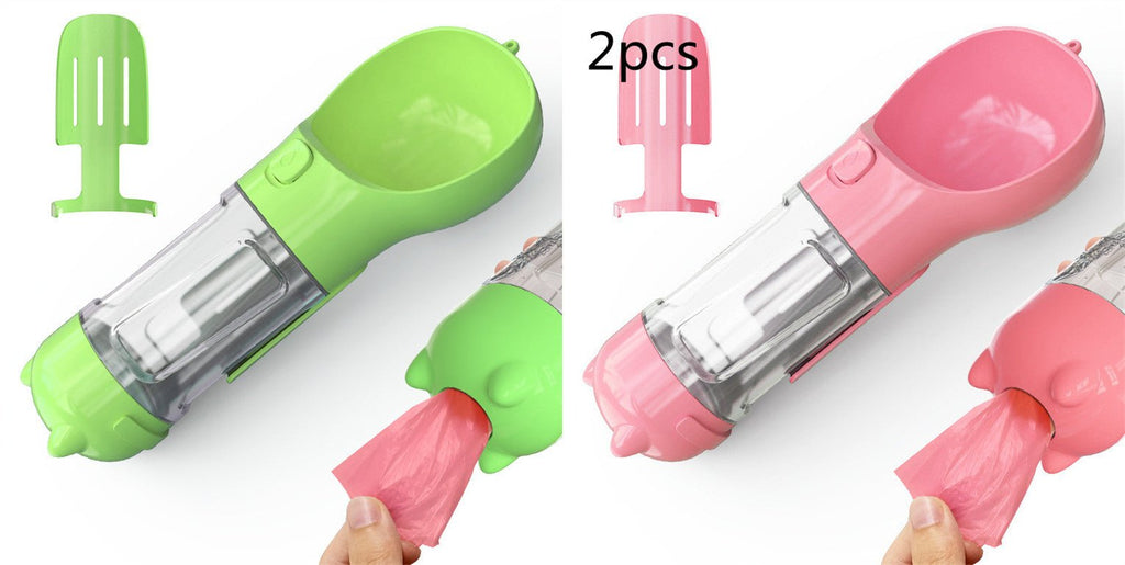 3-in-1 Dog Travel Water Bottle with Drinking Bowl & Waste Bag Dispenser | Tanyo Pet Boutique - Tanyo Pet Boutique
