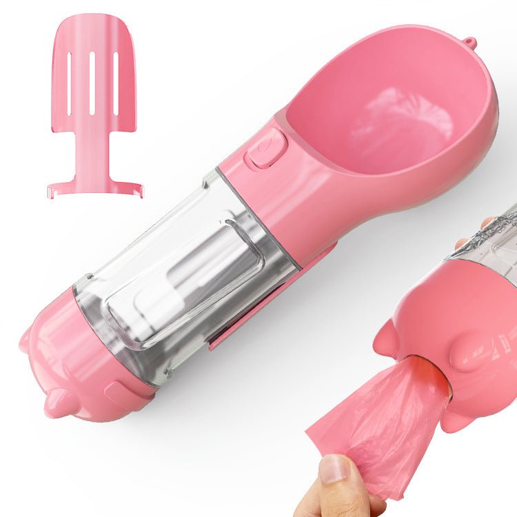 3-in-1 Dog Travel Water Bottle with Drinking Bowl & Waste Bag Dispenser | Tanyo Pet Boutique - Tanyo Pet Boutique