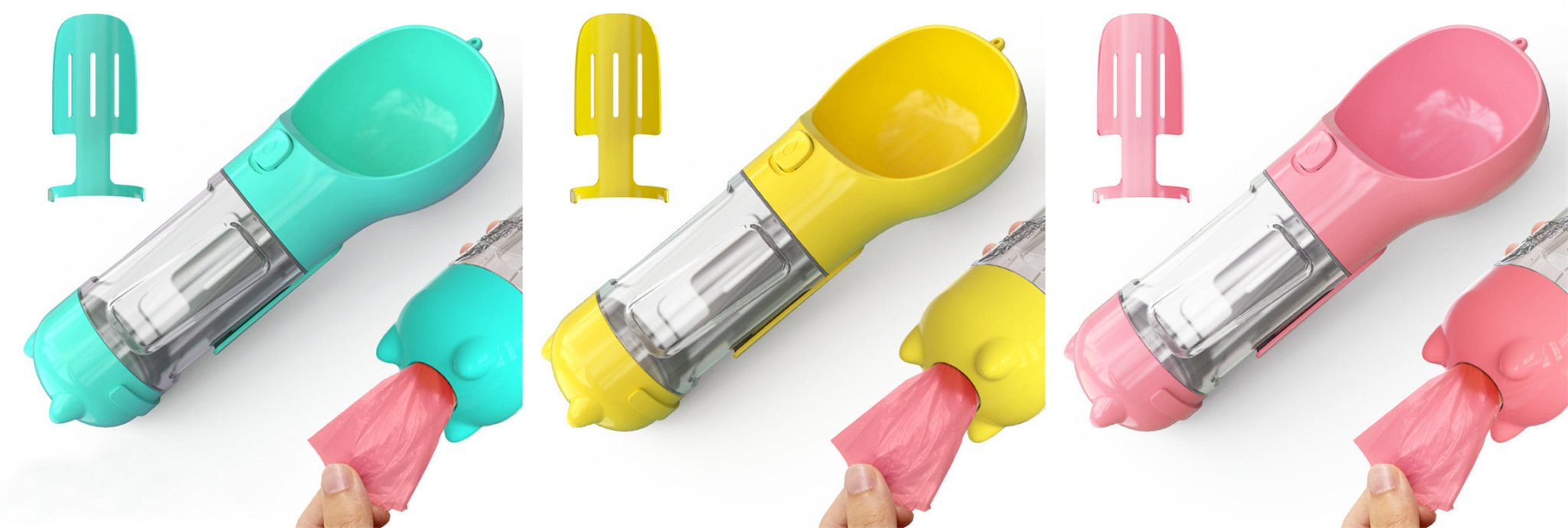 3-in-1 Dog Travel Water Bottle with Drinking Bowl & Waste Bag Dispenser | Tanyo Pet Boutique - Tanyo Pet Boutique