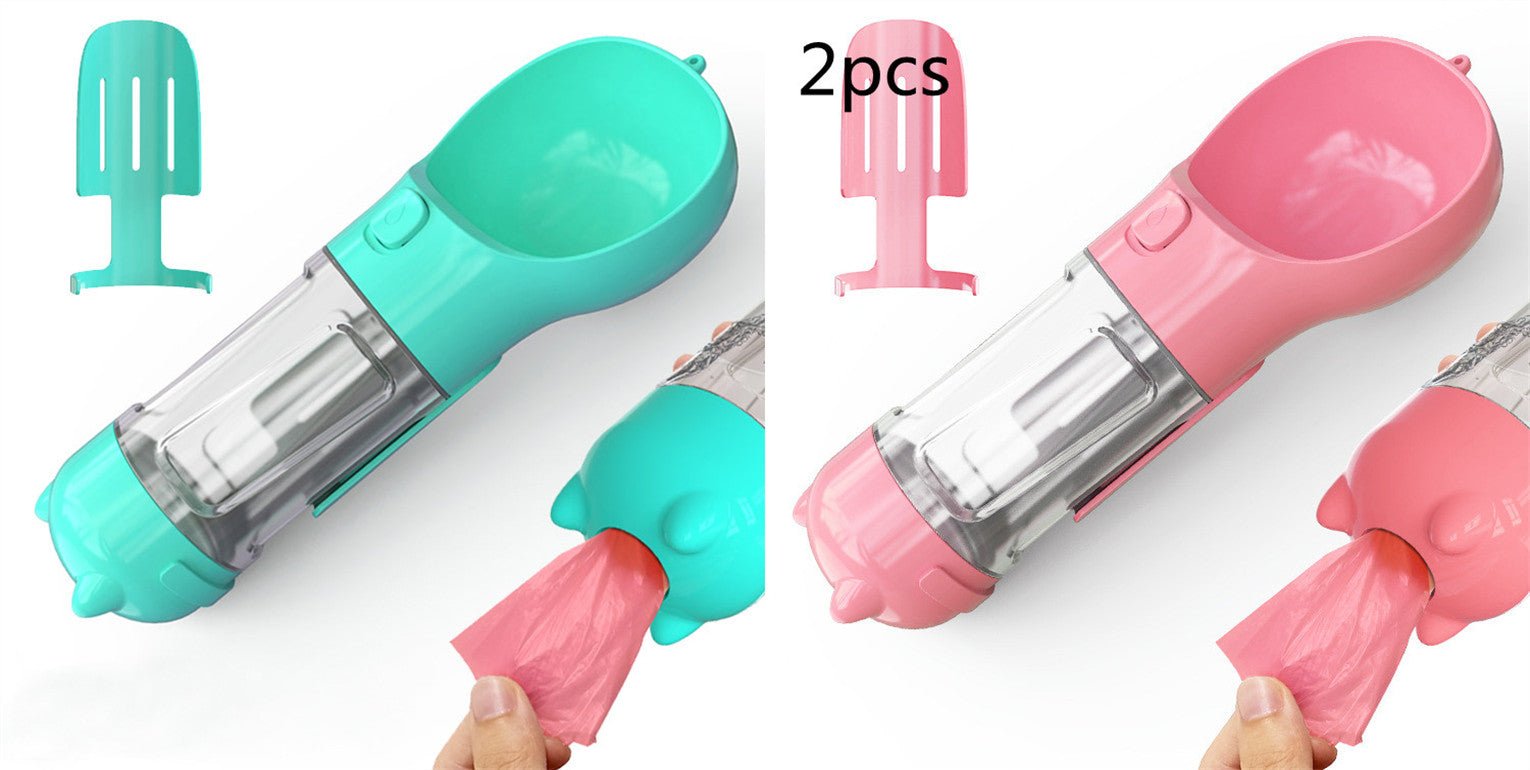 3-in-1 Dog Travel Water Bottle with Drinking Bowl & Waste Bag Dispenser | Tanyo Pet Boutique - Tanyo Pet Boutique