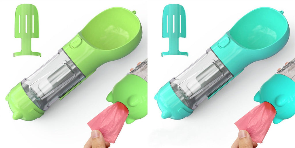 3-in-1 Dog Travel Water Bottle with Drinking Bowl & Waste Bag Dispenser | Tanyo Pet Boutique - Tanyo Pet Boutique
