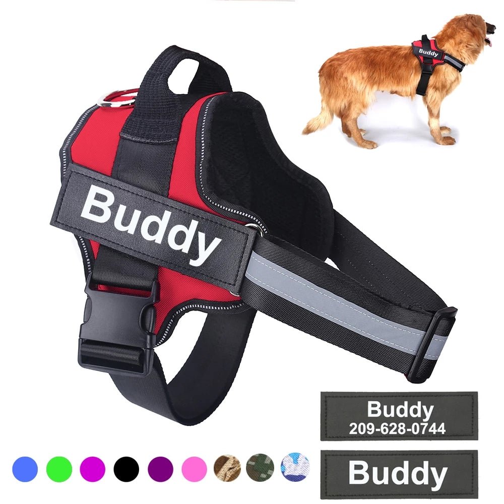 Personalized Dog Harness NO PULL Reflective Breathable Adjustable Pet Harness Vest For Small Large Dog Custom Patch Pet Supplies - Tanyo Pet Boutique