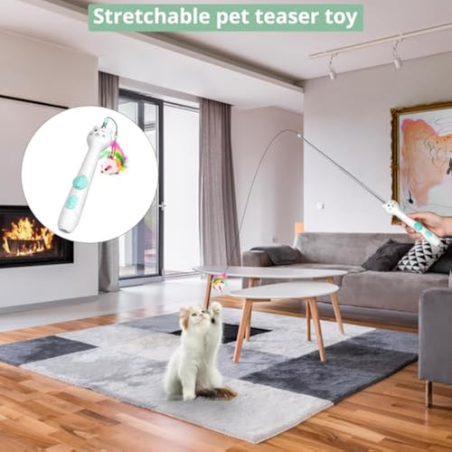 Rechargeable Cat Toy with Laser and Feather - Tanyo Pet Boutique