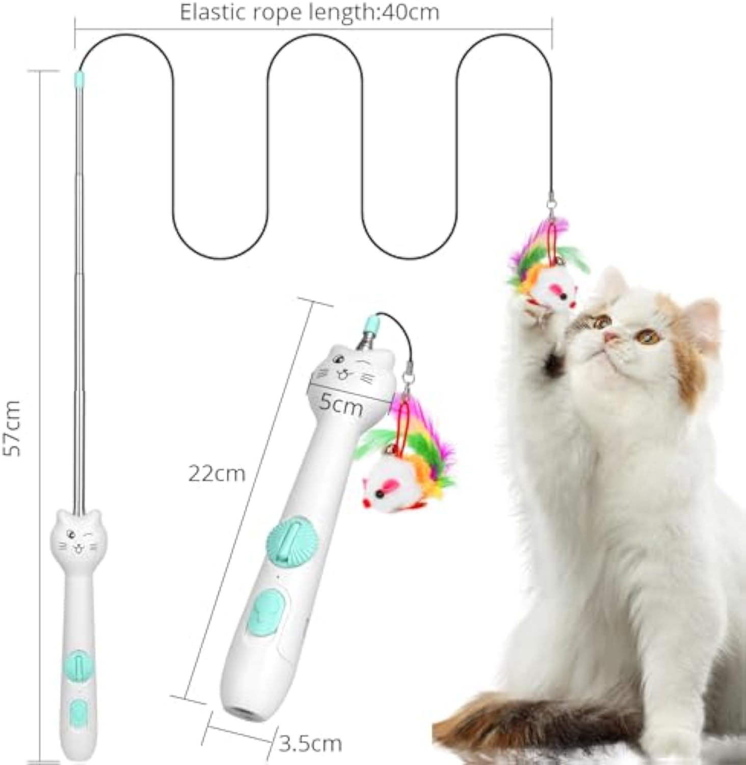 Rechargeable Cat Toy with Laser and Feather - Tanyo Pet Boutique