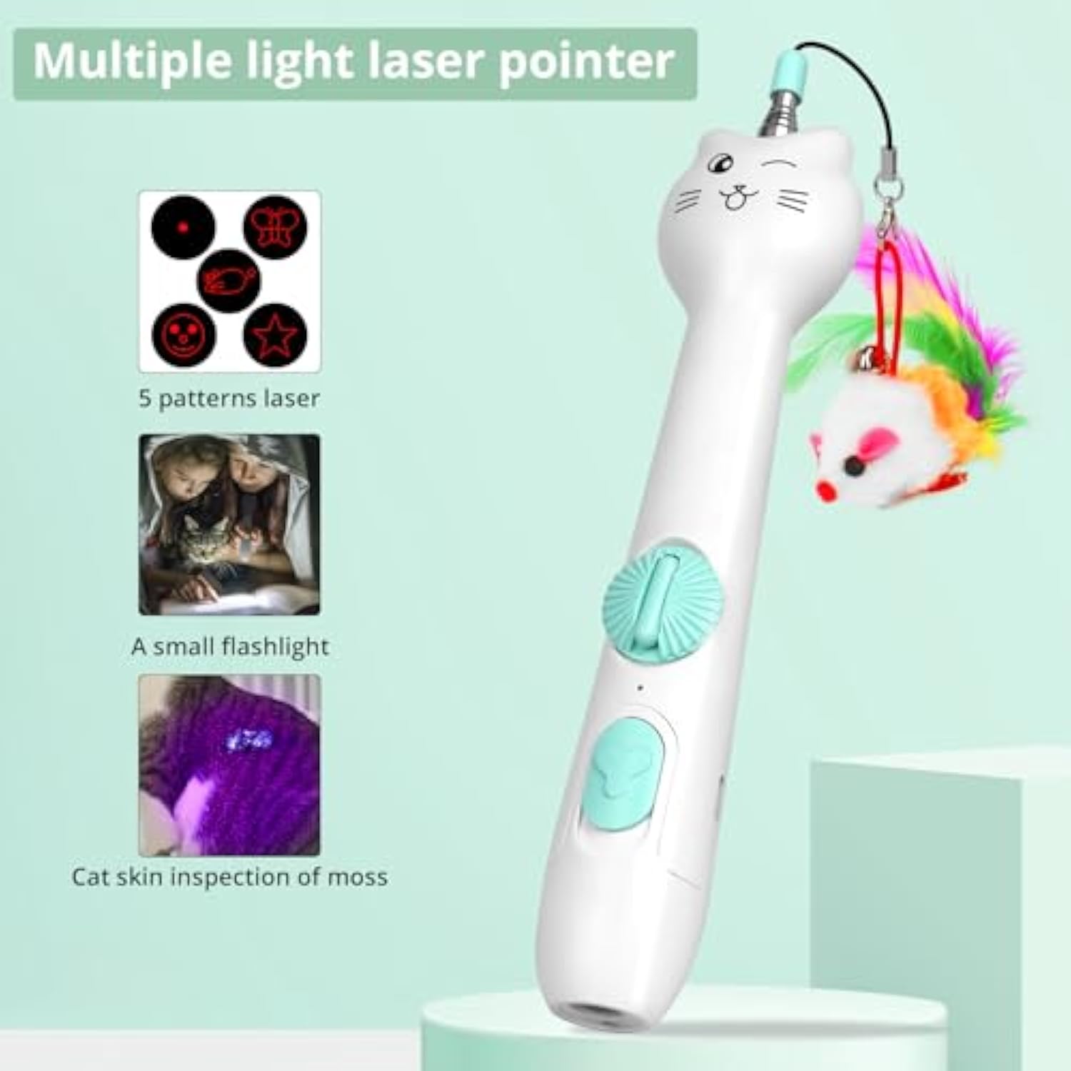 Rechargeable Cat Toy with Laser and Feather - Tanyo Pet Boutique